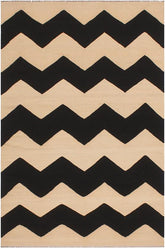 Flat Weave Kilim Antique Navaho Vintage handmade Modern Kilim Beige Black Hand-Woven Rectangle 100% Wool Area Rug 6x8